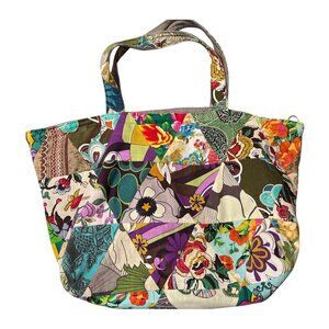 Large Patchwork Tote Bag Zipper Closure & Double Handles Boho Hippie Lagenlook